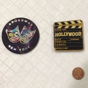 2 vintage cool retro magnets collectibles from Broadway and Hollywood